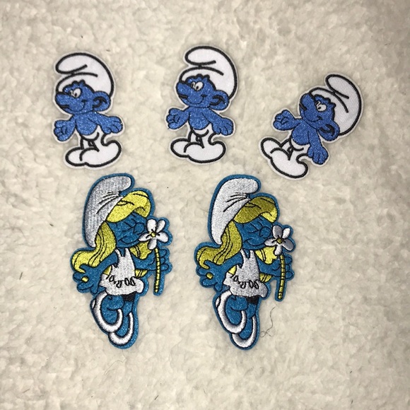 Pink Magnolia Accessories - New 5 Pc Smurfs Iron on Appliqués